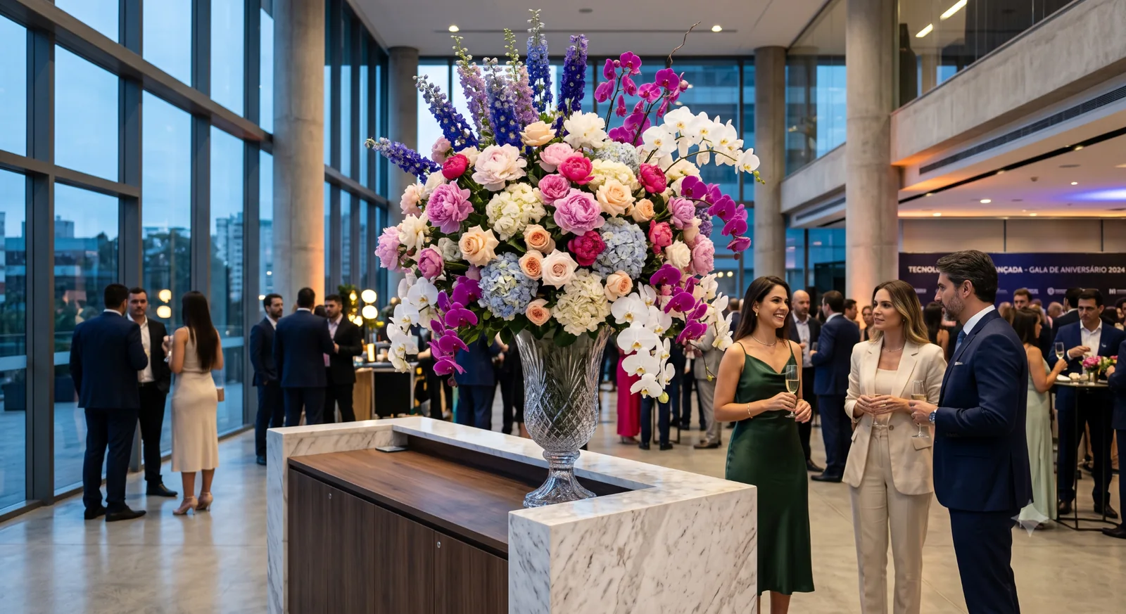 Grande arranjo floral editorial